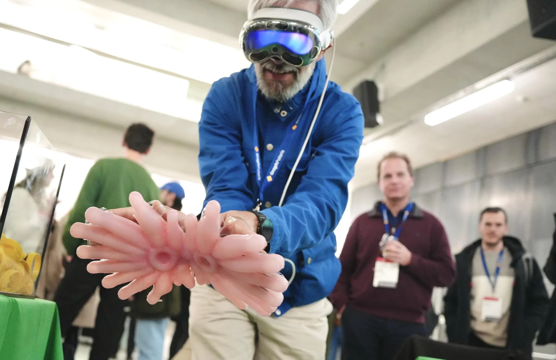 A visitor trying FeltSight at the VISAP exhibition
