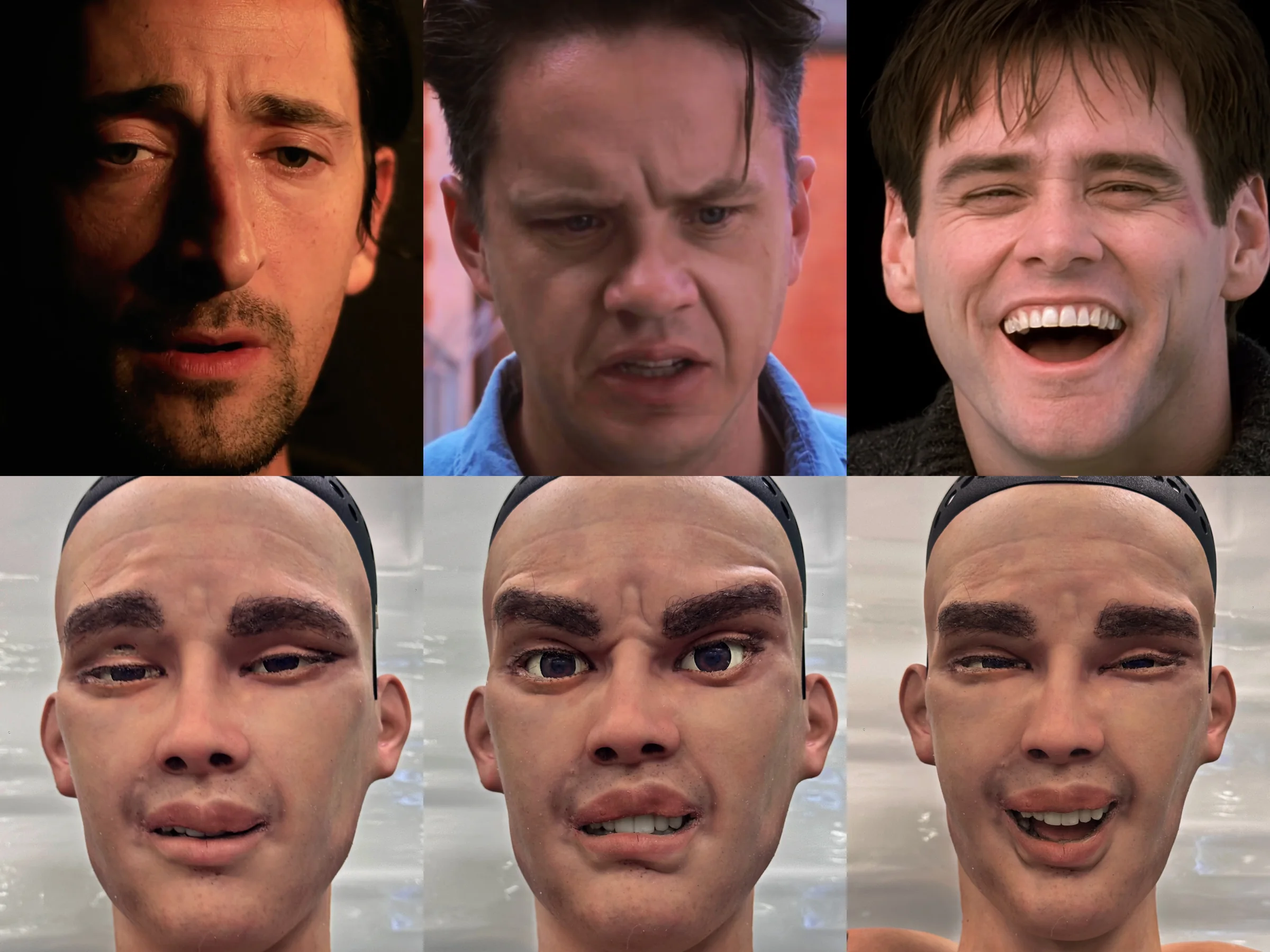 Human facial expressions transferred to a humanoid robot