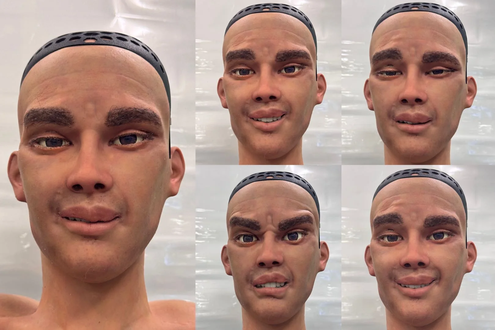 Humanoid robot demonstrating facial expressions