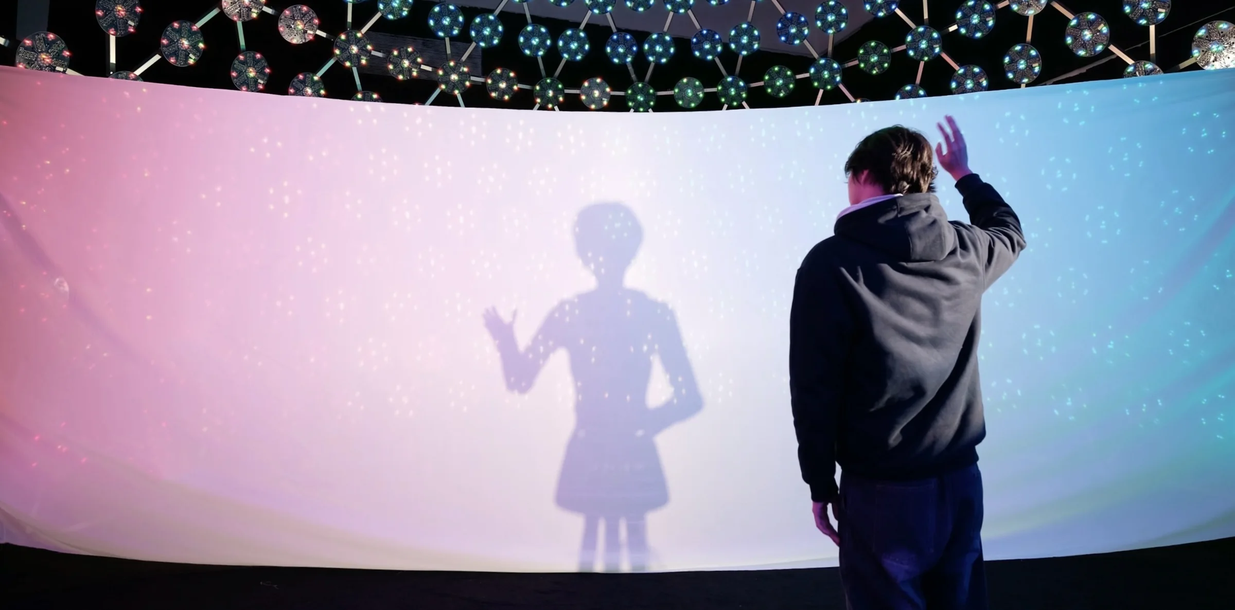 Participant and projected shadow mirroring each other