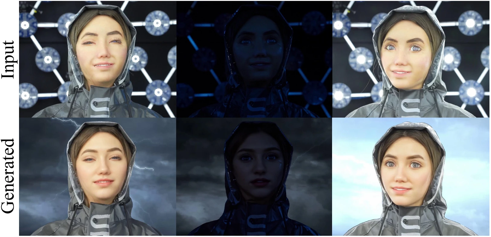 Sophia and a generated identity under simulated lightning
